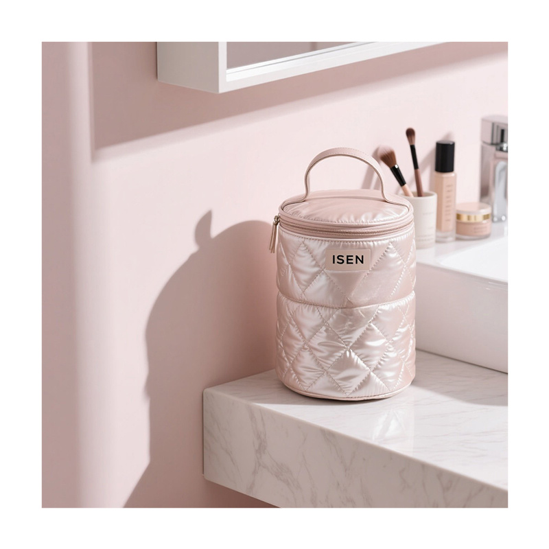 Fashion Barrel Shaped Travel Cosmetic Bag Elegant Drum Wash Kit Bags Makeup Organizer Storage Beauty Bag