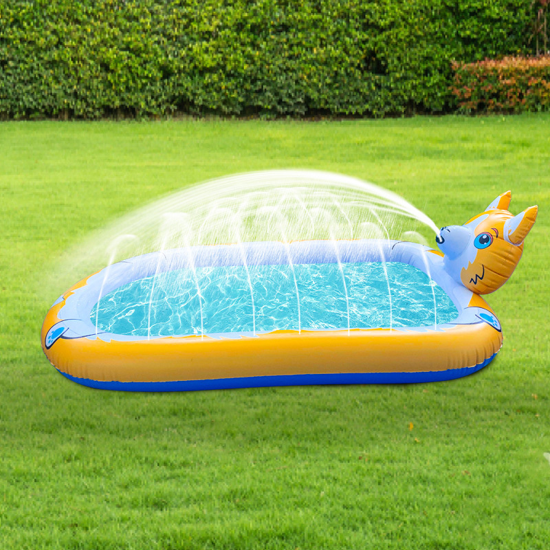 Yard Party Toys Inflatable Portable Blow Cute Thickened Padding Pool Summer Water Toys for Pets or Kids /Inflatable Sprinkler Pools Swimming Pool Splash Pad