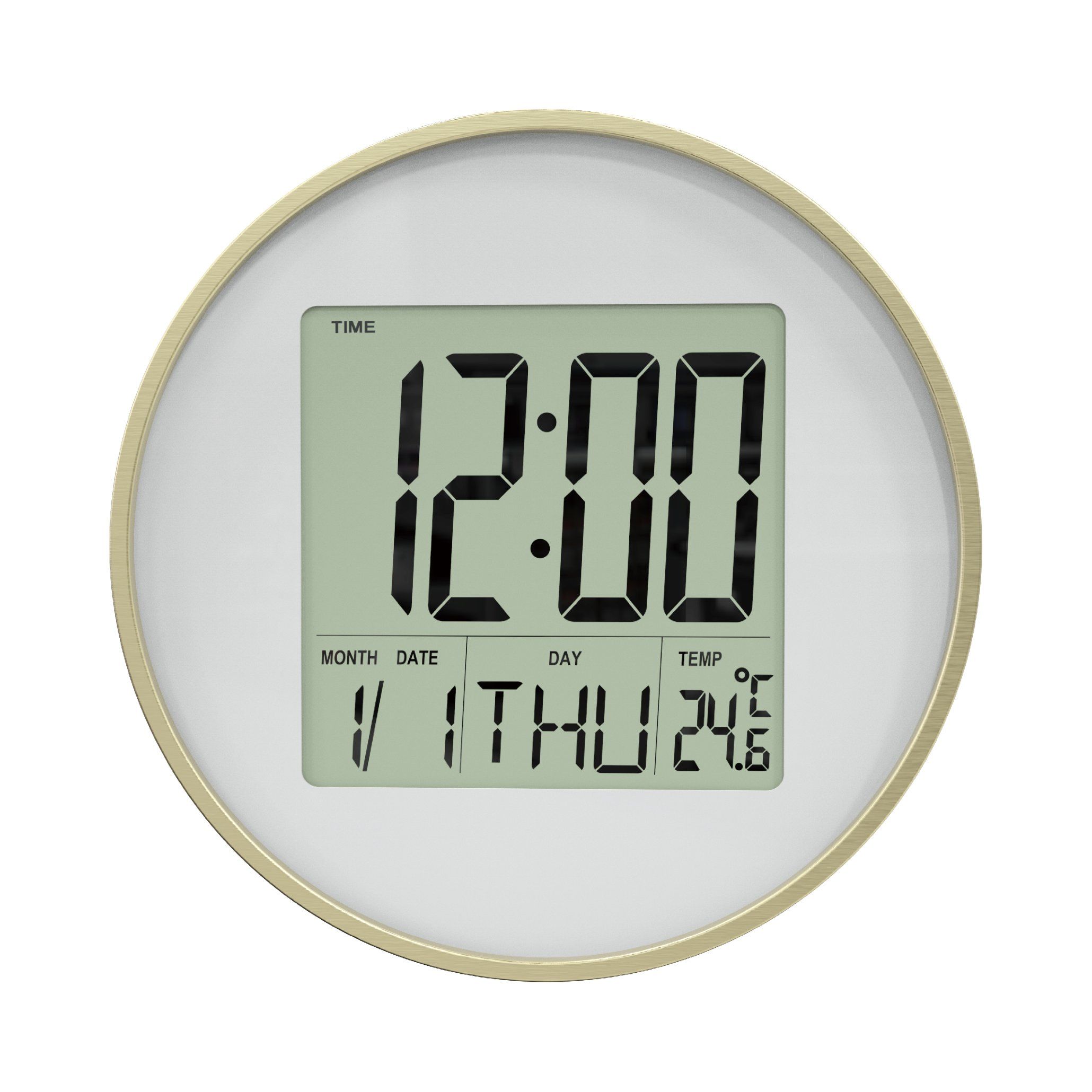 Contemporary LCD Wall Clock for Living Room and Office Use