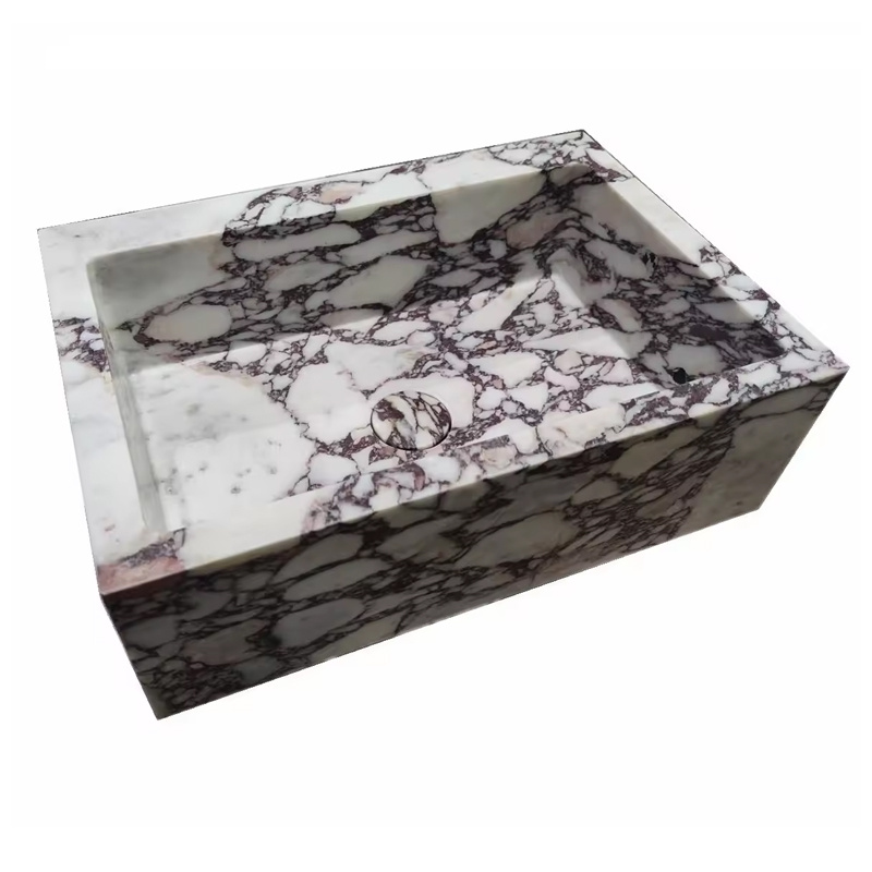 Solid Calacatta Viola Purple Marble Bathroom Washbasin