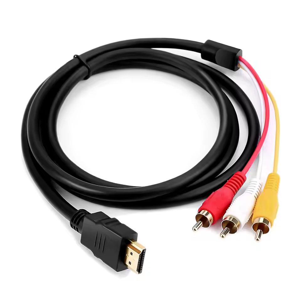 Premium 1.5m Gold-plated Hdmi To 3 Rca Av Cable Converter 1080p Signal Transfer Hdmi To Rca Adapter Cord For Hdtv Dvd Player
