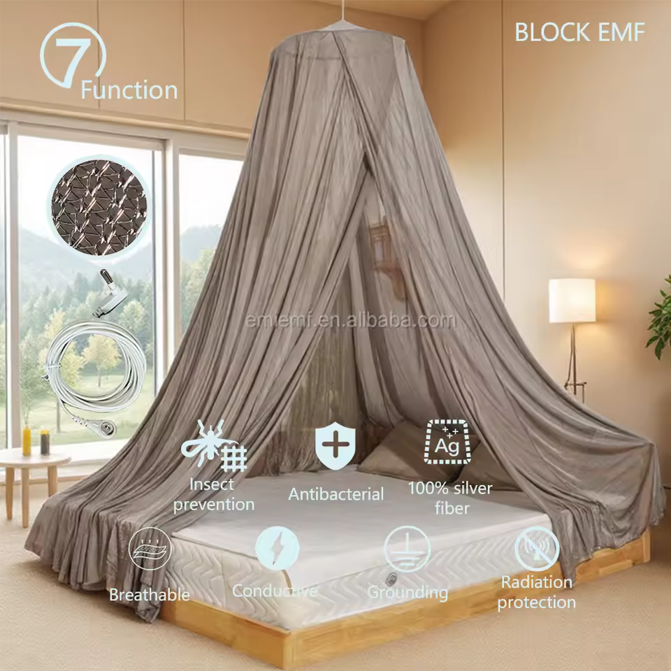 Esd Earthing 100% Silver Fiber Emf Shielding Canopy Mosquito Net - Radiation Shield For Home & Baby Crib