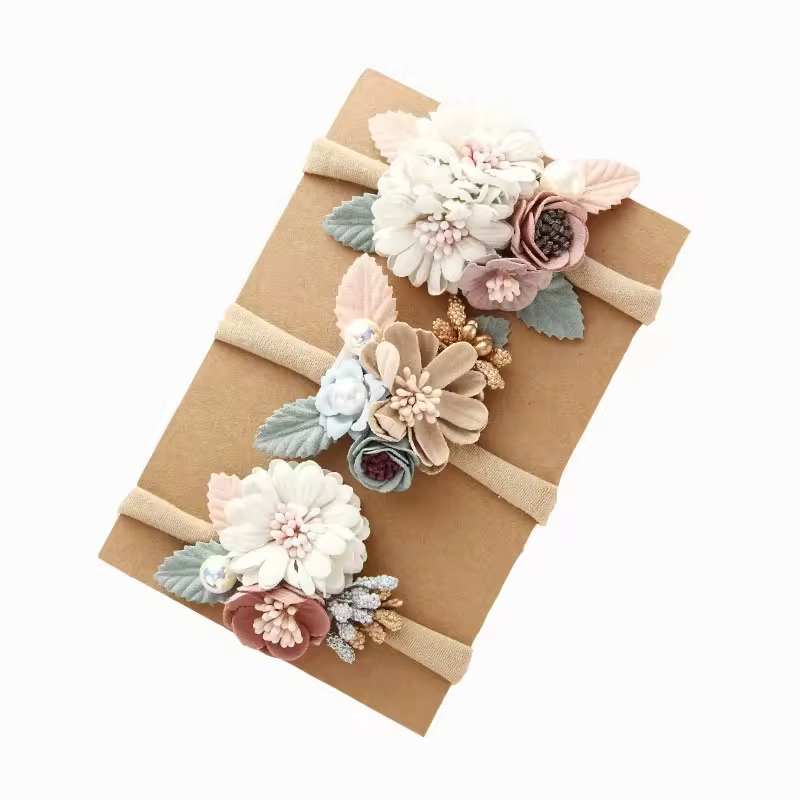 Baby Girl Flower Headbands Nylon Floral Hair Bands for Newborn Infant Baby Hair Accessories and Bows Toddler Headwear