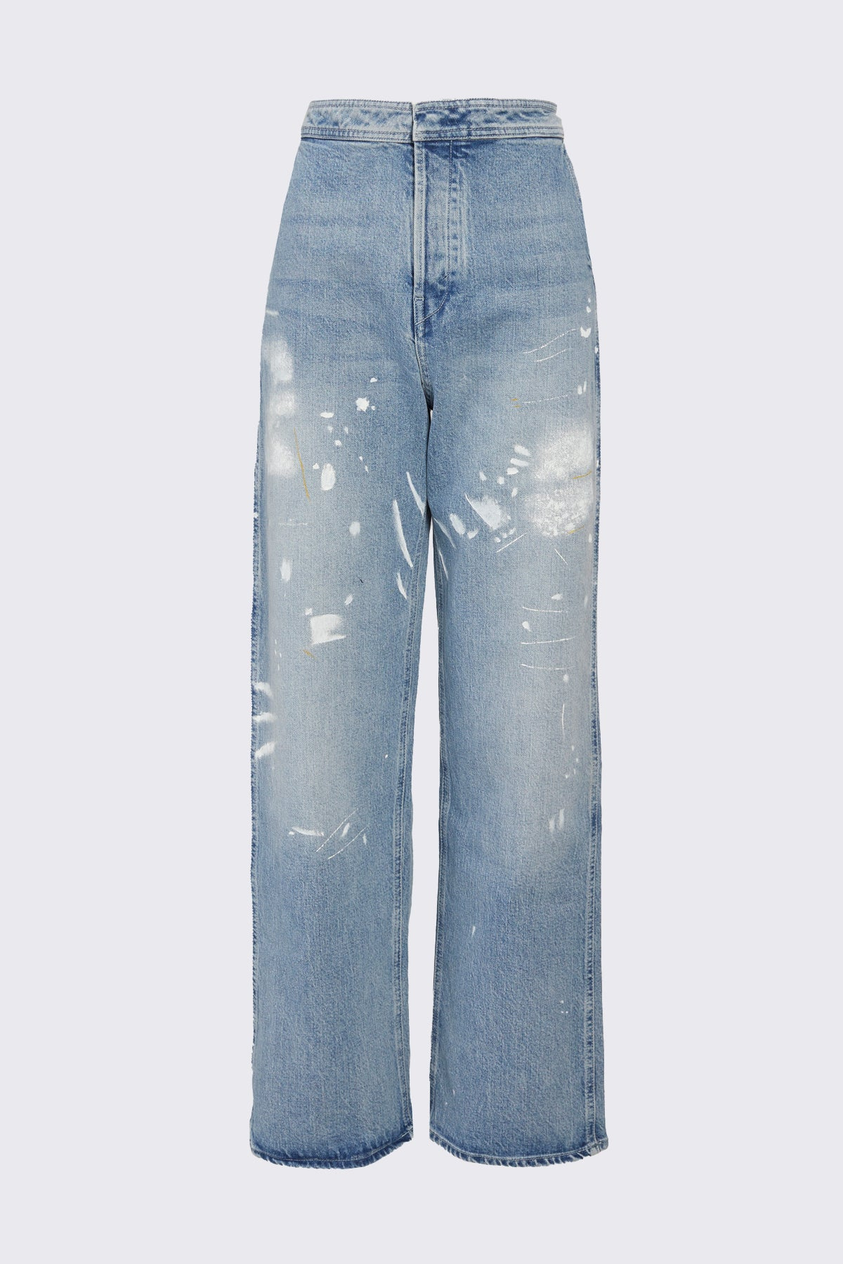 Wholesale New Design High Quality Blue Dirty Paint Washed Wide-Leg Straight-Leg Jeans Women's Baggy Jeans