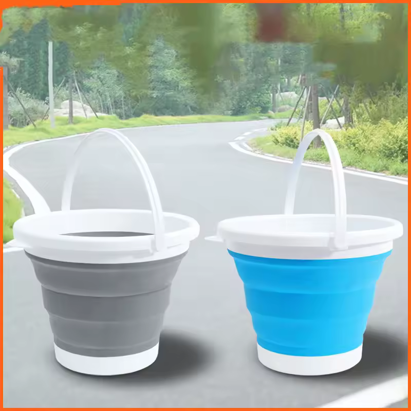 C253 Hot Selling Silicone Folding Bucket 10l Outdoor Fishing Travel Household Storage Bucket Portable Car Wash Folding Bucket