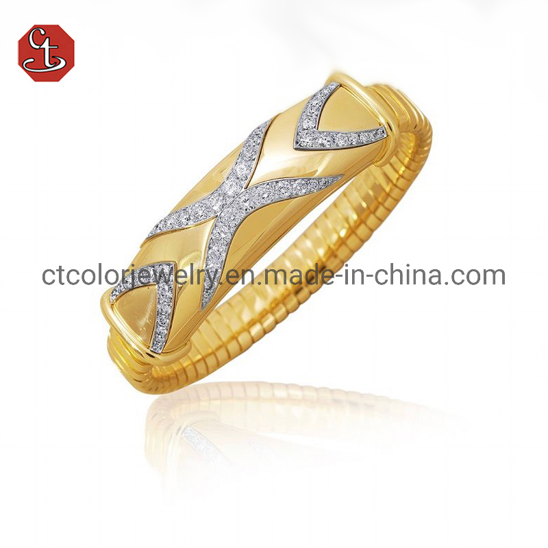18K Gold Ring Shape Micro Diamond Jewelry Ring for women