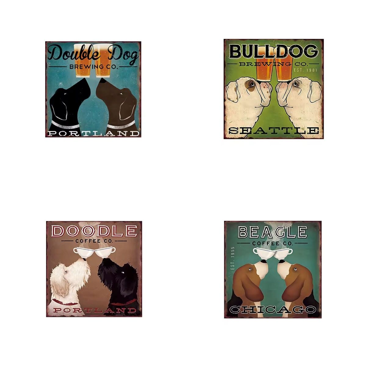 Factory Old Fashion Home Bar Shop Farmhouse Dog Style Man Cave Pub Coffee Drink Beer Metal Wall Decor Vintage Signs Retro Art Poster