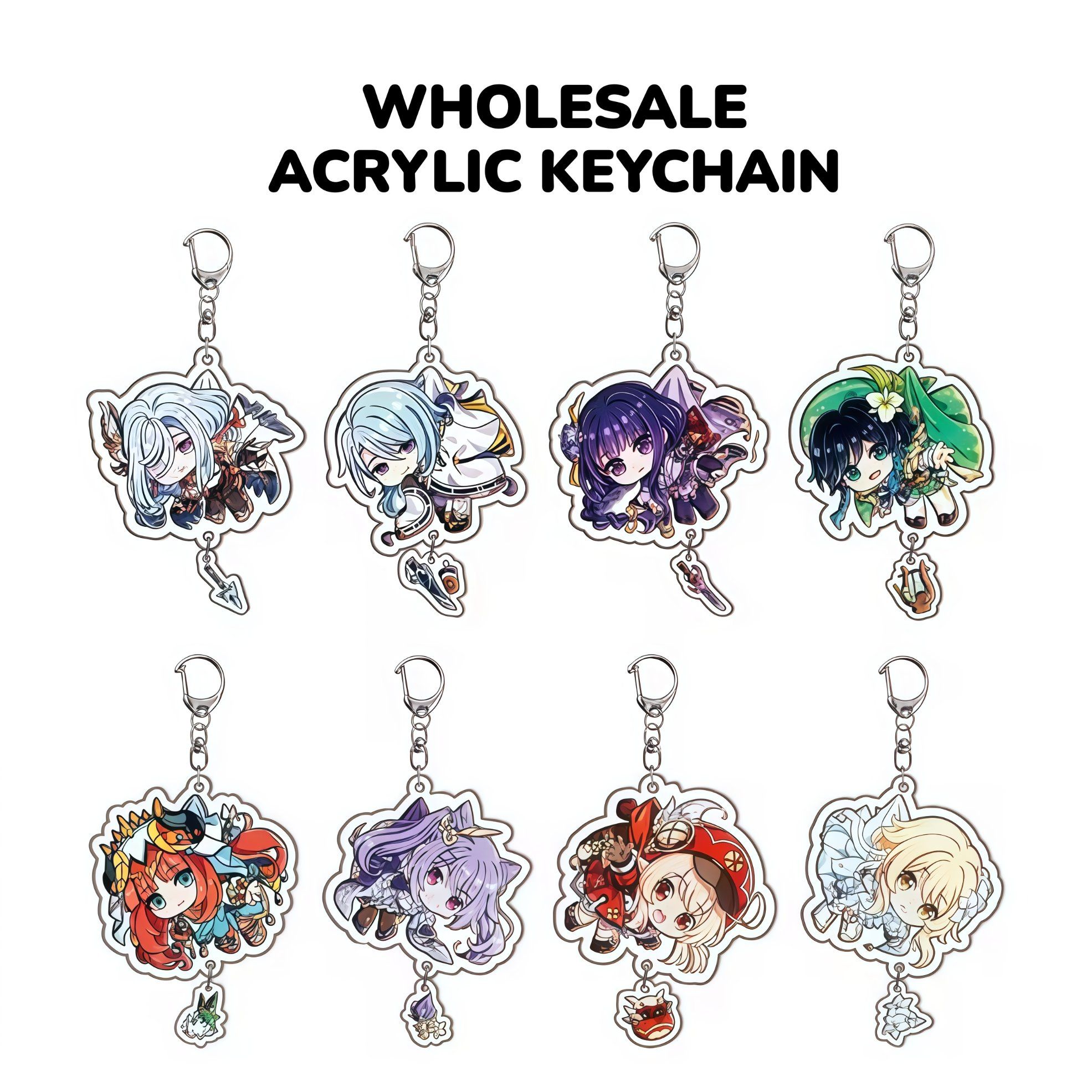 Versatile Key Wallet Decor Fantasy Gift Unique Anime Character Acrylic Keychain Set