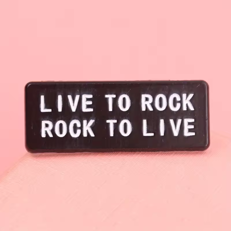 Rocklife Reversal Pin Dual-direction Typography On Distressed Black Base,High-impact Music Jewelry