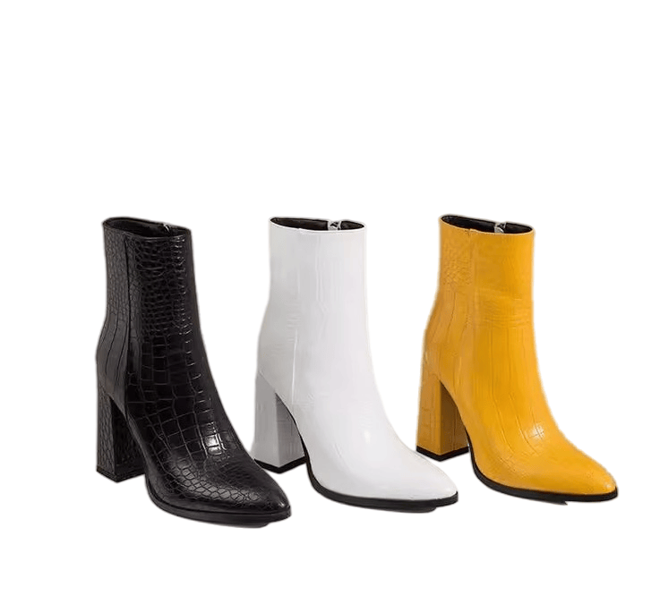 Lady Classic High Quality Leather Shoes Sqaure Toe Boots