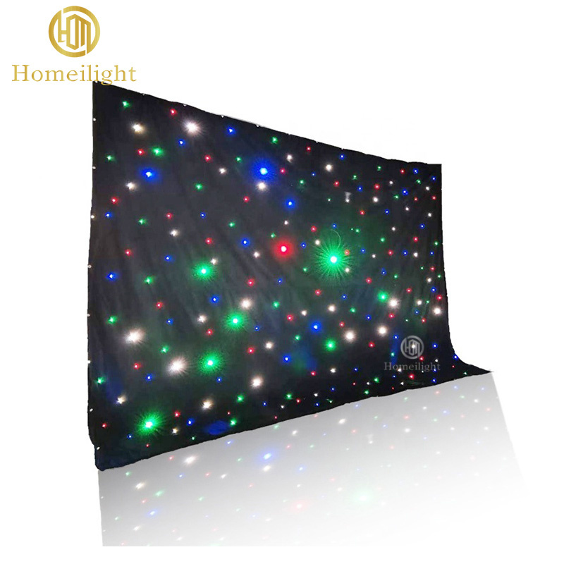 Homei RGBW LED Star Curtain Fireproof Stage Lighting Backdrop for Party Wedding
