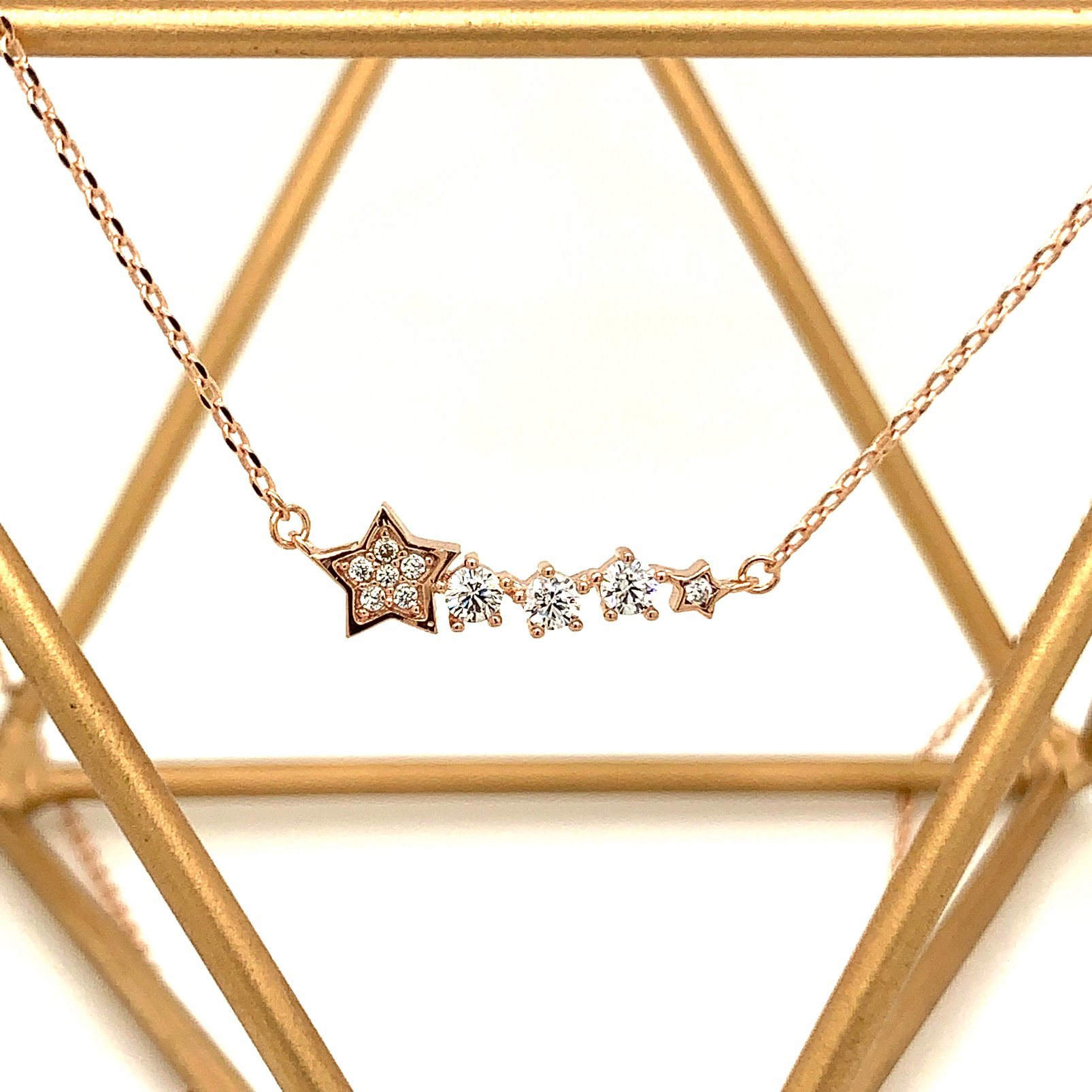 Rose Gold Plated 925 Silver Latest Design CZ Fashion Necklace for Girls