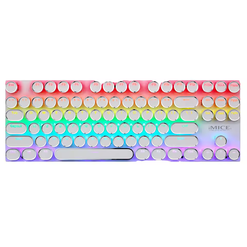 Hot Selling Punk Style Gk-800 Usb Wired Mechanical Keyboard Portable Retro Typewriter For Multi-device Use 87 Keys Desktop Use