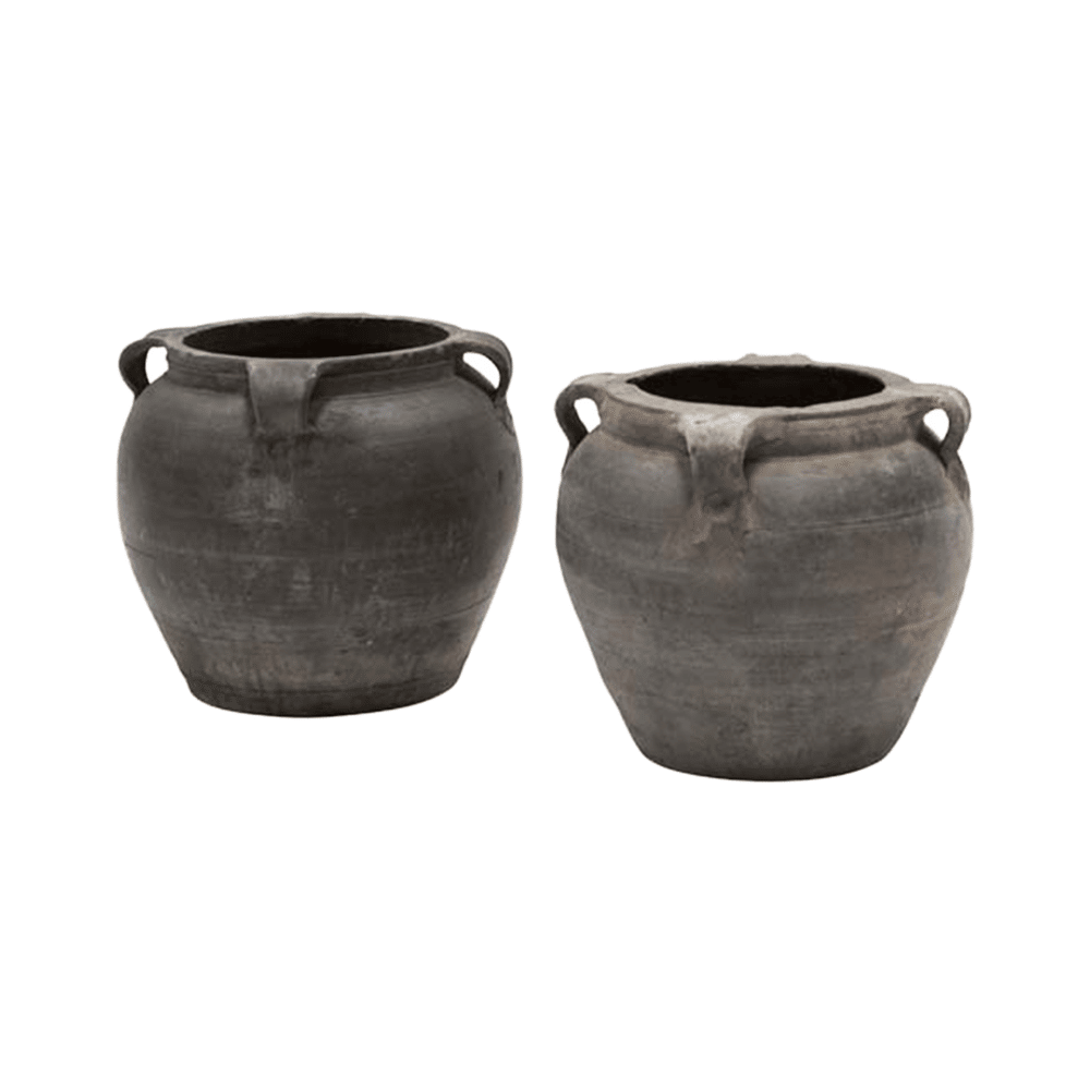 Traditional Retro Grey Porcelain Big Flower Pots for Vintage Home Styling