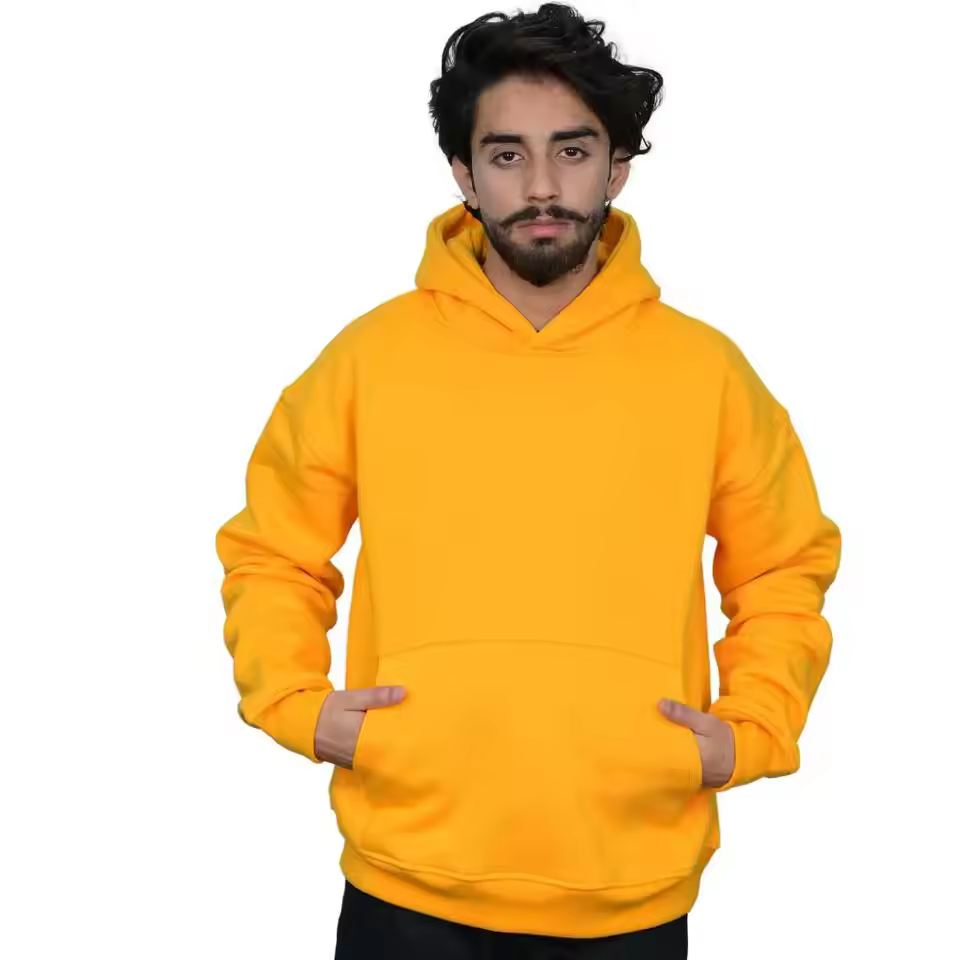 Zero Tariff Rts Mens Essential Mustard Yellow Tech Fleece Blank Pullover Hoodie Premium Cotton Blend Cozy Customized Sweatshirt