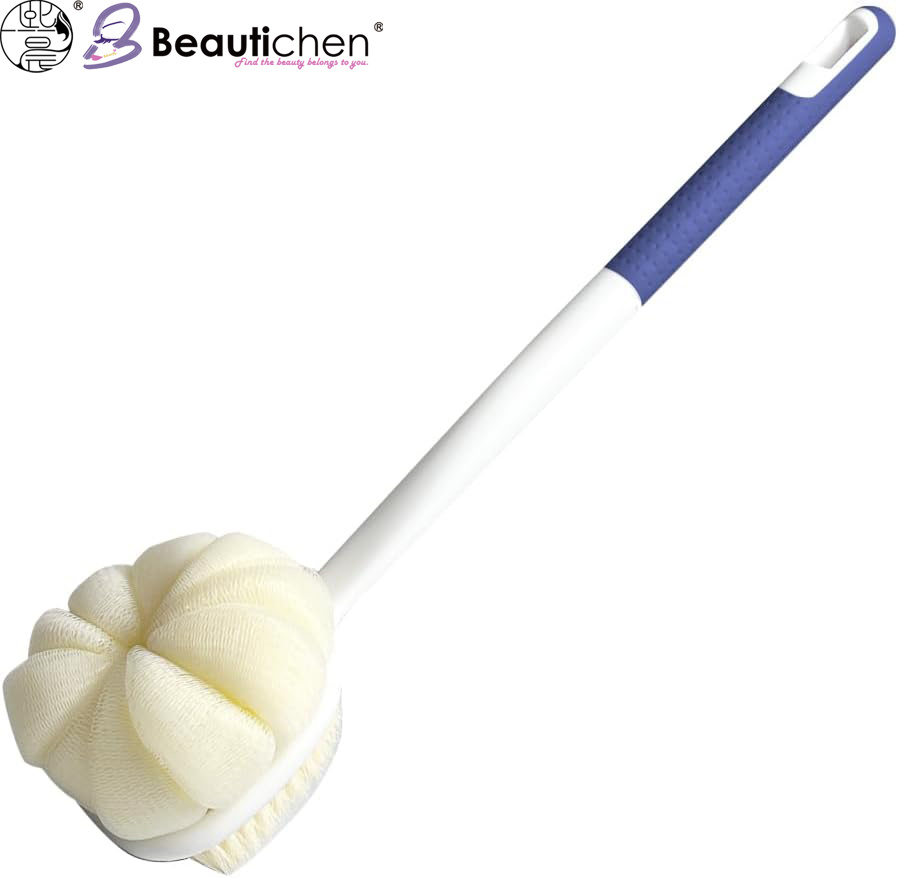 Beautichen Long Handle Bath Brush with Soft Bristles - Shower Back Scrubber for Exfoliating & Deep Cleansing, Gentle Body Brush with Hanging Loop for Wet