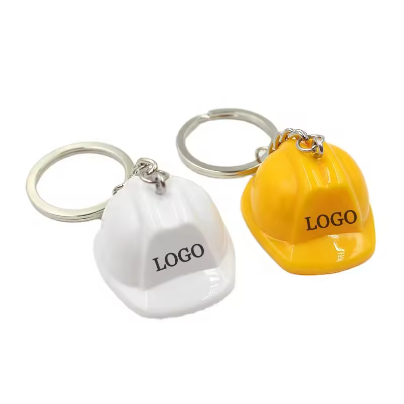 Wholesale Promotional Factory Oem Merch Fashionable Custom Logo Cap Helmet Keychain Metal Cowboy Hard Hat Keychain