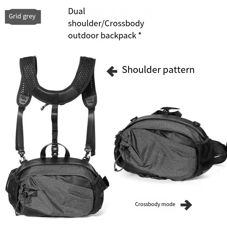 Casual Crossbody Bag, Light Weight Waist Belt Bag and Chest Bag, Waterproof Fanny Pack, for Men and Women, for Daily Use, Sprots, Traveling Running and Hiking