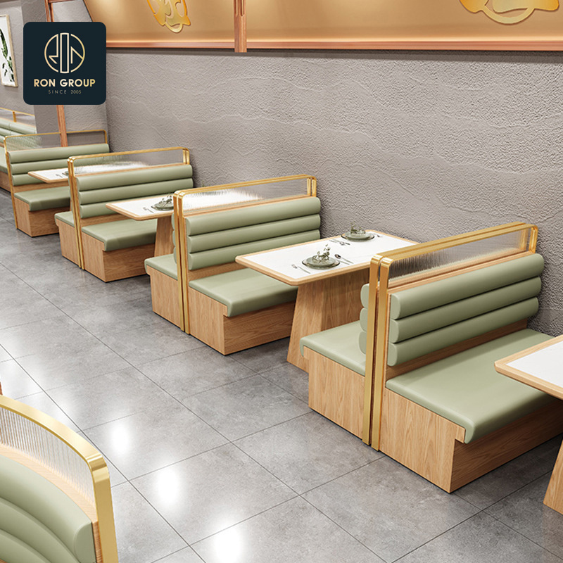 Hot Selling Pizza Commercial Oak Wood Square Dining Coffee Tea Shop Table Modern Used Leather Cafe Furniture Sofa Seating Restaurant Booth for Restaurant Hotel