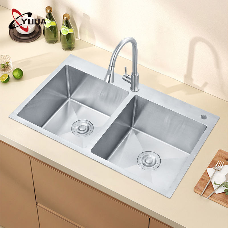 Multi Functional Commercial Handmade Double Bowl 304 Stainless Steel Kitchen Sink