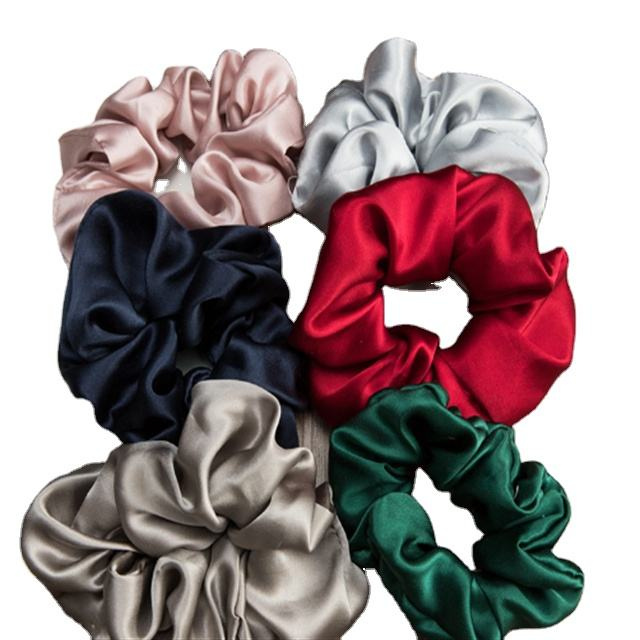 Silk Solid Color Hair Scrunchies Hair Tie