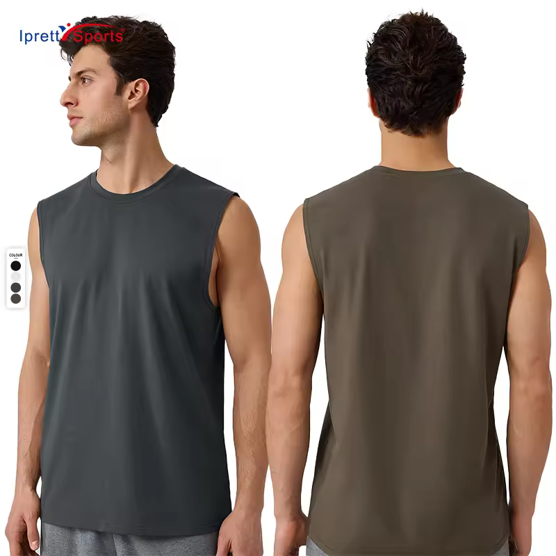 High Stretchy Men's Muscle Workout T-shirts Sleeveless Quicky Dry Gym Running Tank Tops