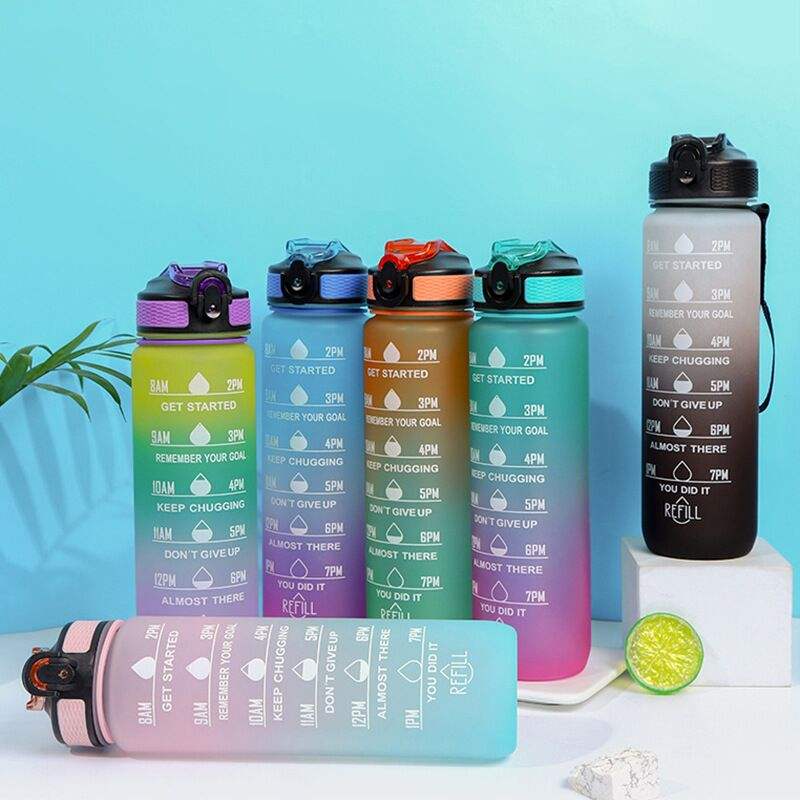 Fitness Sport Colorful Gym Gallon Tritan SK BPA Free Plastic Protein Air Motivational Water Bottle with Time Marker