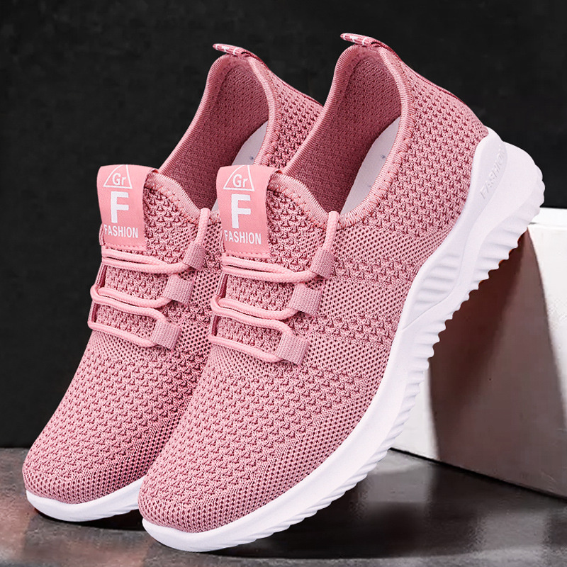 Wholesale Women's Running Shoes Fashion Slip on Walking Tennis Sneakers Lightweight Breathable Mesh Casual Sports Shoes