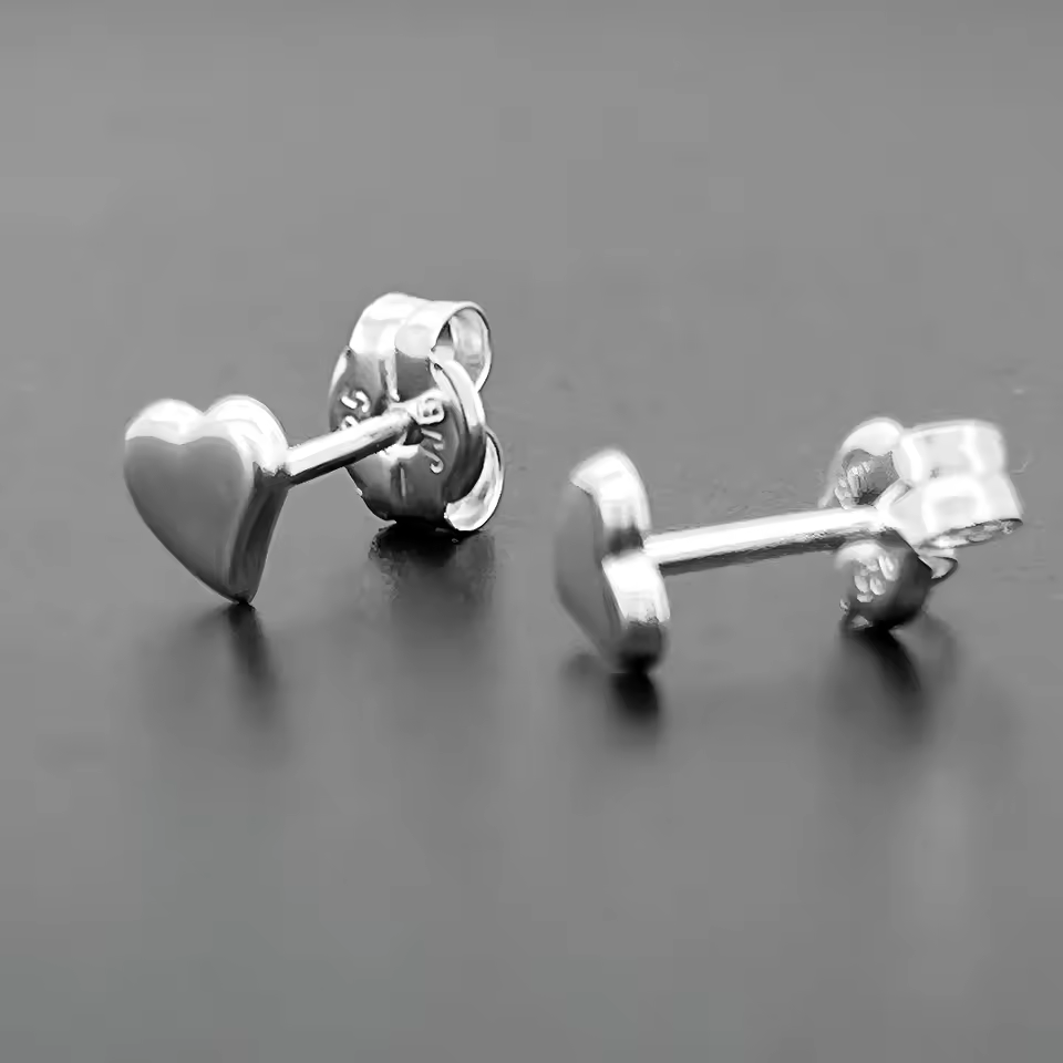 Ready To Ship Silver Heart Stud Earrings With Rhodium Plating Fashion Jewelry Direct From Spain