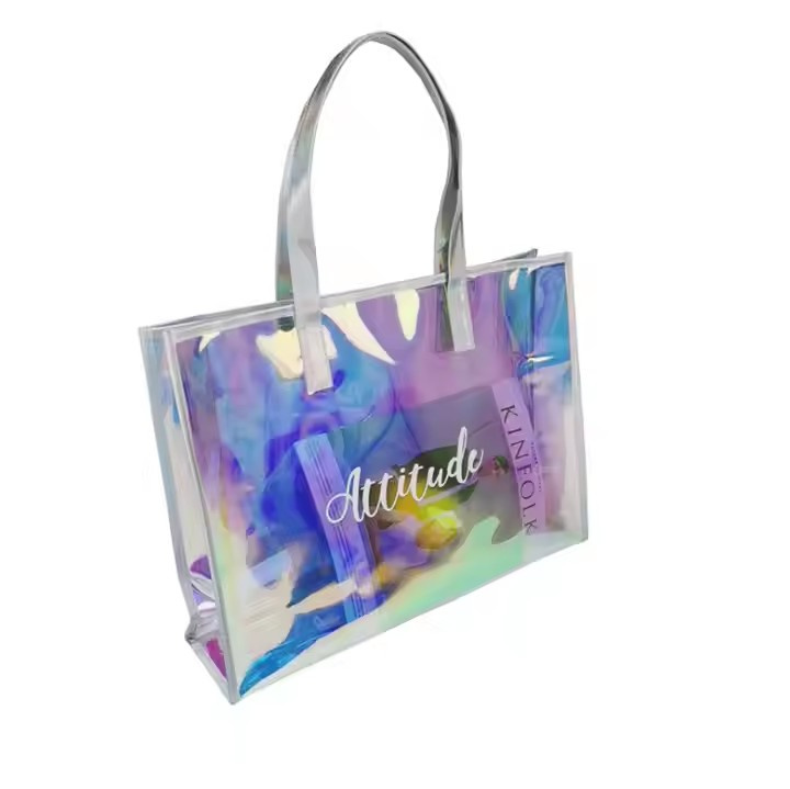 Waterproof PVC Laser Bags Transparent Vinyl Shopping Gift Tote Bag