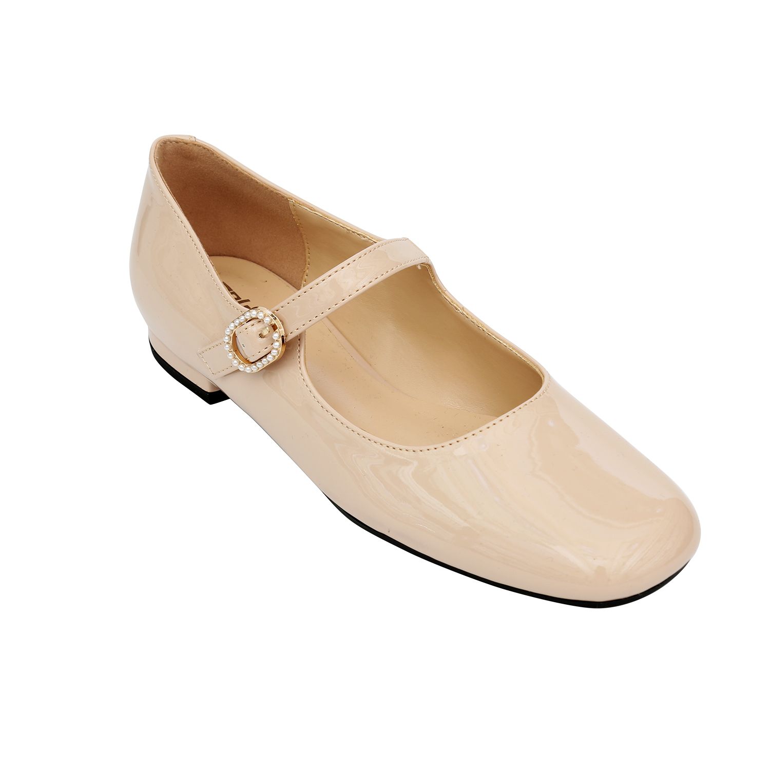 OEM High Quality Fashion Mary Jane Diamond Fasteners Square Head Women's Flat Shoes Brand Shoes