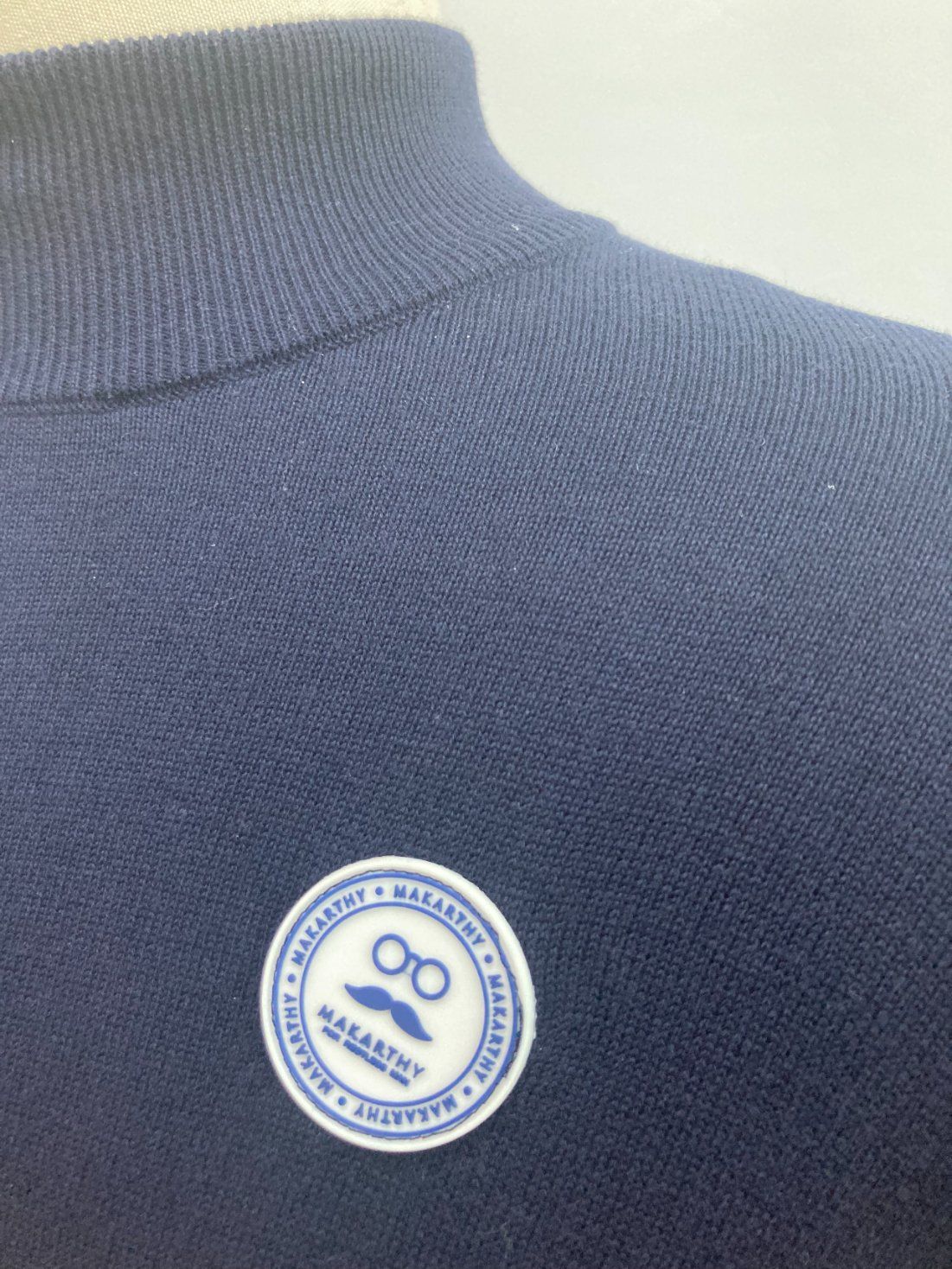 Men′ S Sweater Quarter Zip Leather Puller High-Neck Jumper Sweater