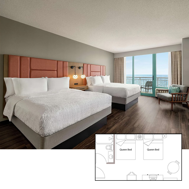 FF&E Project Hotel Furniture Double King Bed 5 Star Hotel Bedroom Set for Hospitality Resort Villa Apartment