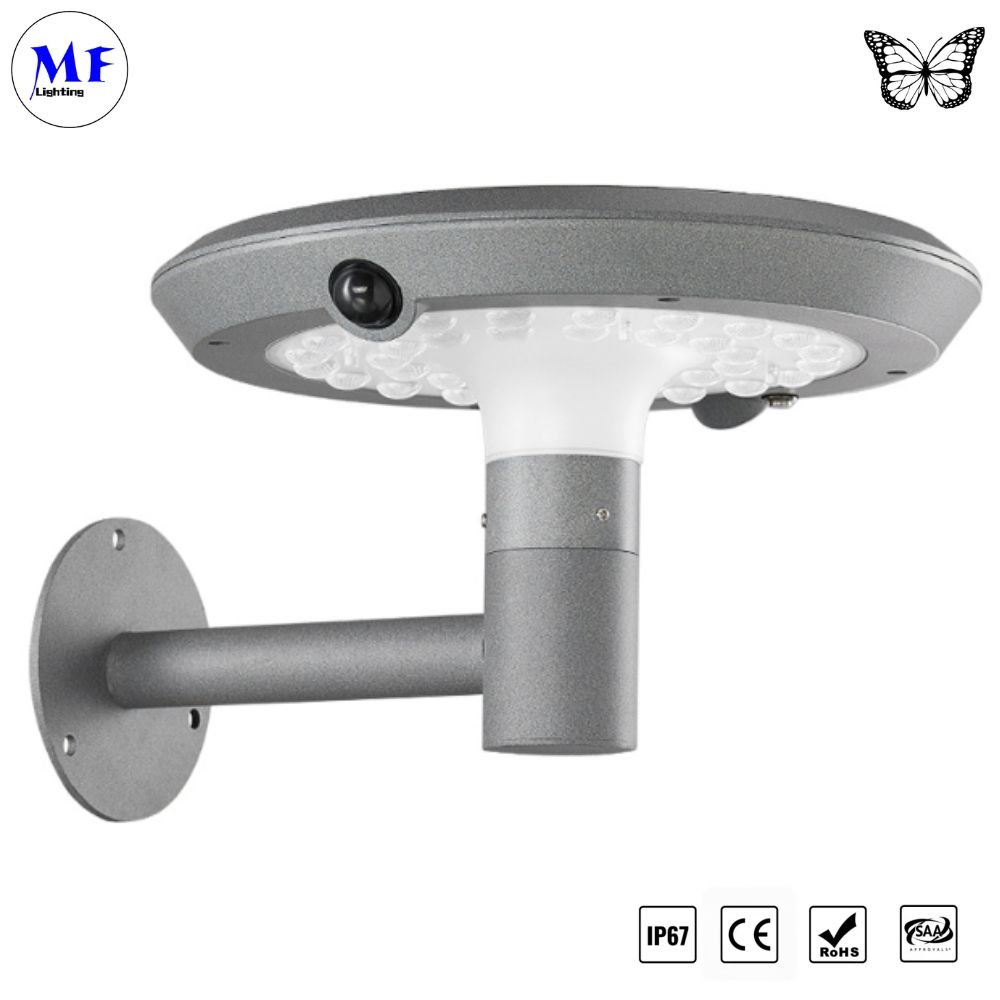 Factory Price 1 Years Warranty 6.5W IP66 Waterproof Lithium Battery Garden Courtyard Lawn Lighting Solar Wall Light with Motion Sensors