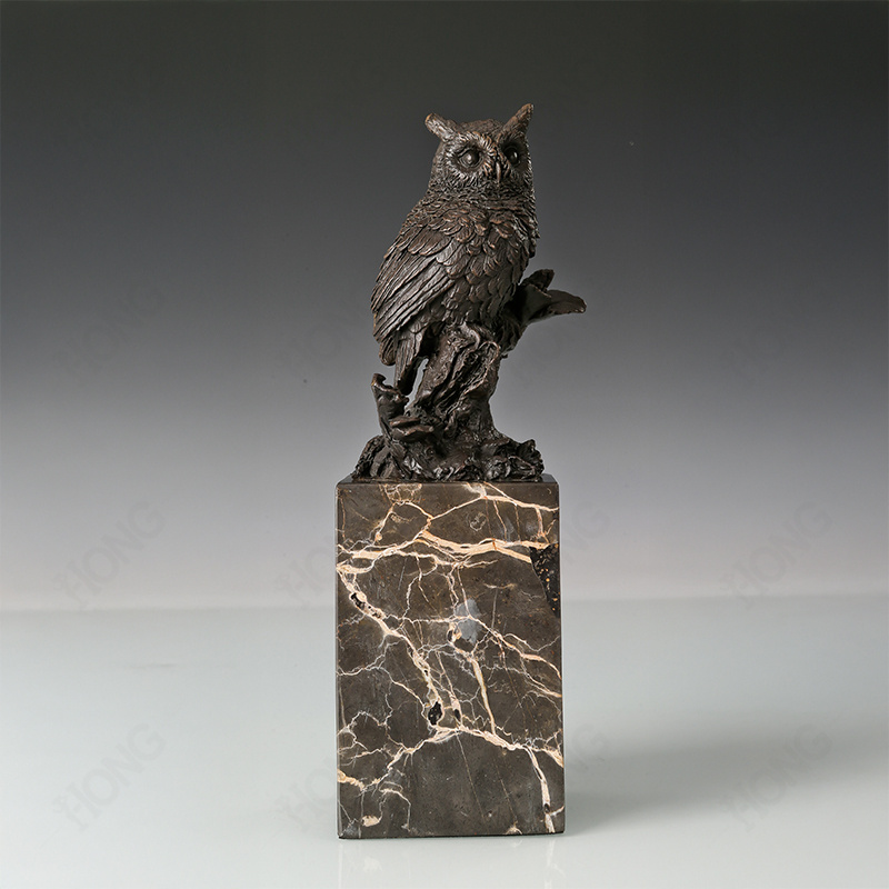 Bronze Owl on Branch Sculpture for Home Decoration