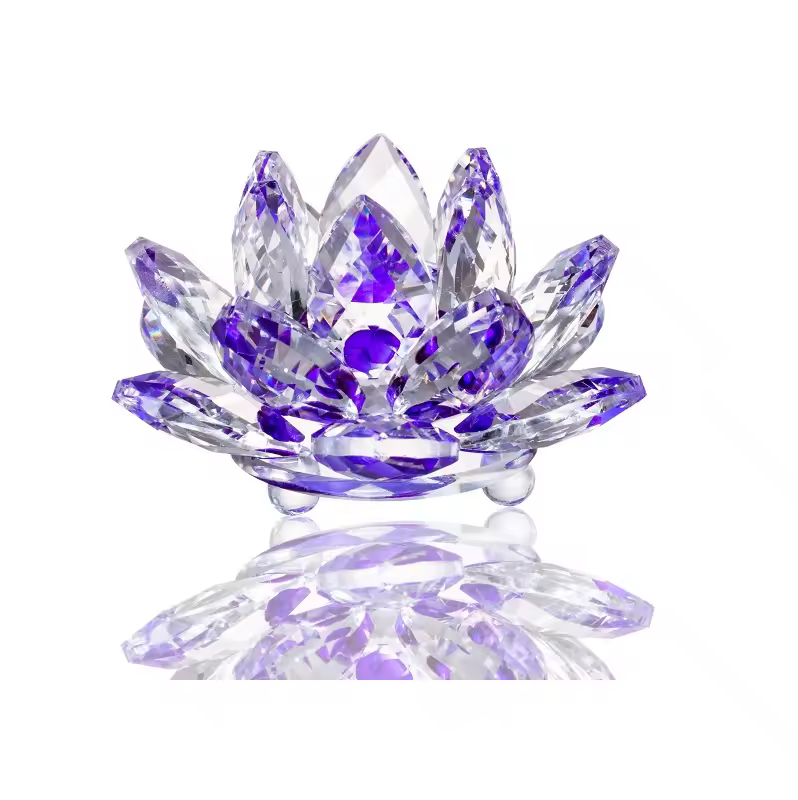 Hot Selling K9 Pure Crystal Lotus Flower Crafts Elegant Wedding Centerpieces & Table Decorations Home Decoration Gifts