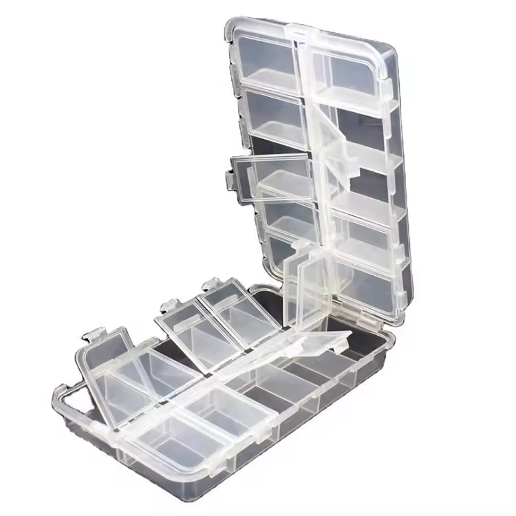 2025 Fishing Tackle Box 10 Compartments For Small Clear Plastic Waterproof Hooks Lures Baits Fishing Accessories