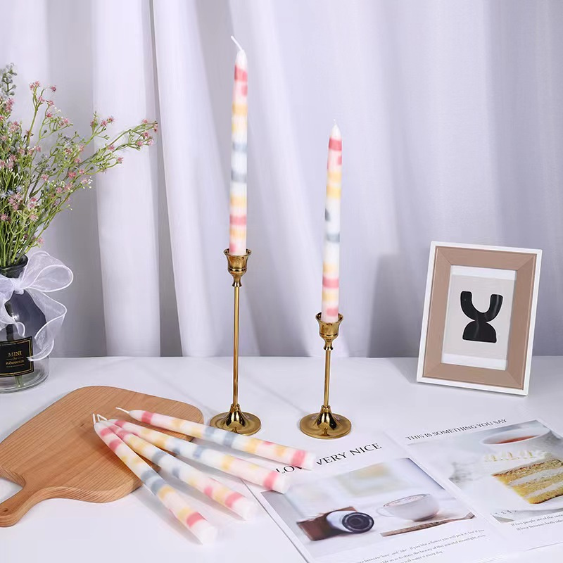 Ready in Stock European Abstract Style Creative Colorful Teardrop Long Rod Candle Set with Watercolor Wind Rainbow Candles