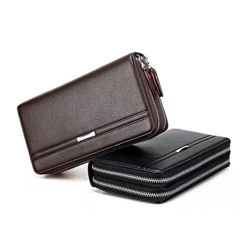 OEM Multifunctional PU Leather Male Purses Business Clutch Bag Vintage Large Mens Wallets