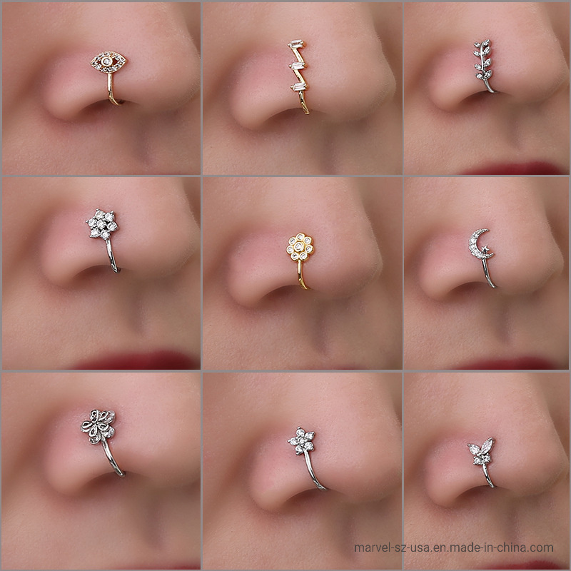Fashion Star Heart CZ Nose/Lip/Ear Hoops