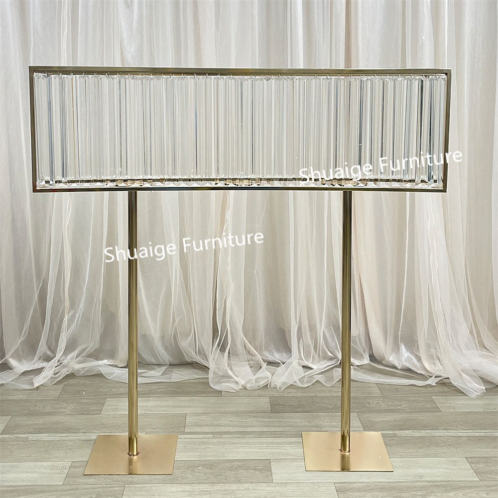Modern Party Events Furniture Factory Price Gold Metal Clear Crystal Centerpiece