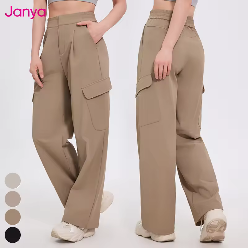 Janya New Womens High Waist Sweatpants Fall Winter Outdoor Workwear Pants Multi-pockets Loose Casual Wide Leg Sports Cargo Pants