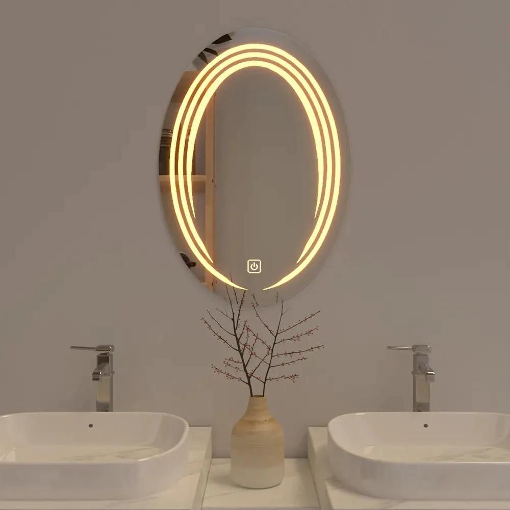 Aluminum Metal Frame Smart Wall Salon Vanity Furniture Home Deocr Hotel Room Mirror Decoration Bathroom Dressing Lighted LED Mirror with Defogger