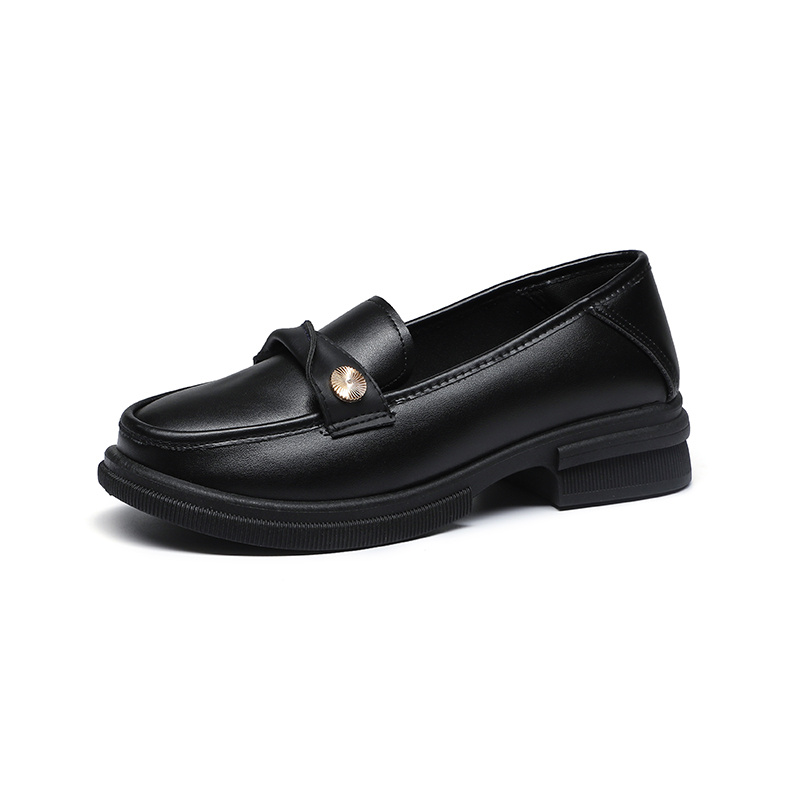 Fashion Elegant TPR Lightweight Ladies Slip on Office Shoes Casual PU Leather Women Black Loafers