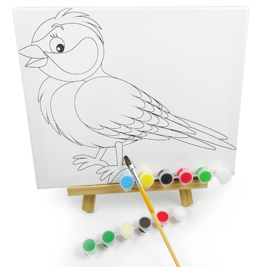 Hot Sale Print Canvas Frame with Acrylic Paint and Brush