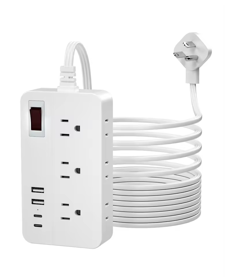 Low Moq Fast Delivery 3ac 2usb-c 2usb-a 15a 1875w Surge Overload Protection Abs Pc Usb Power Strip For Office Home Hotel