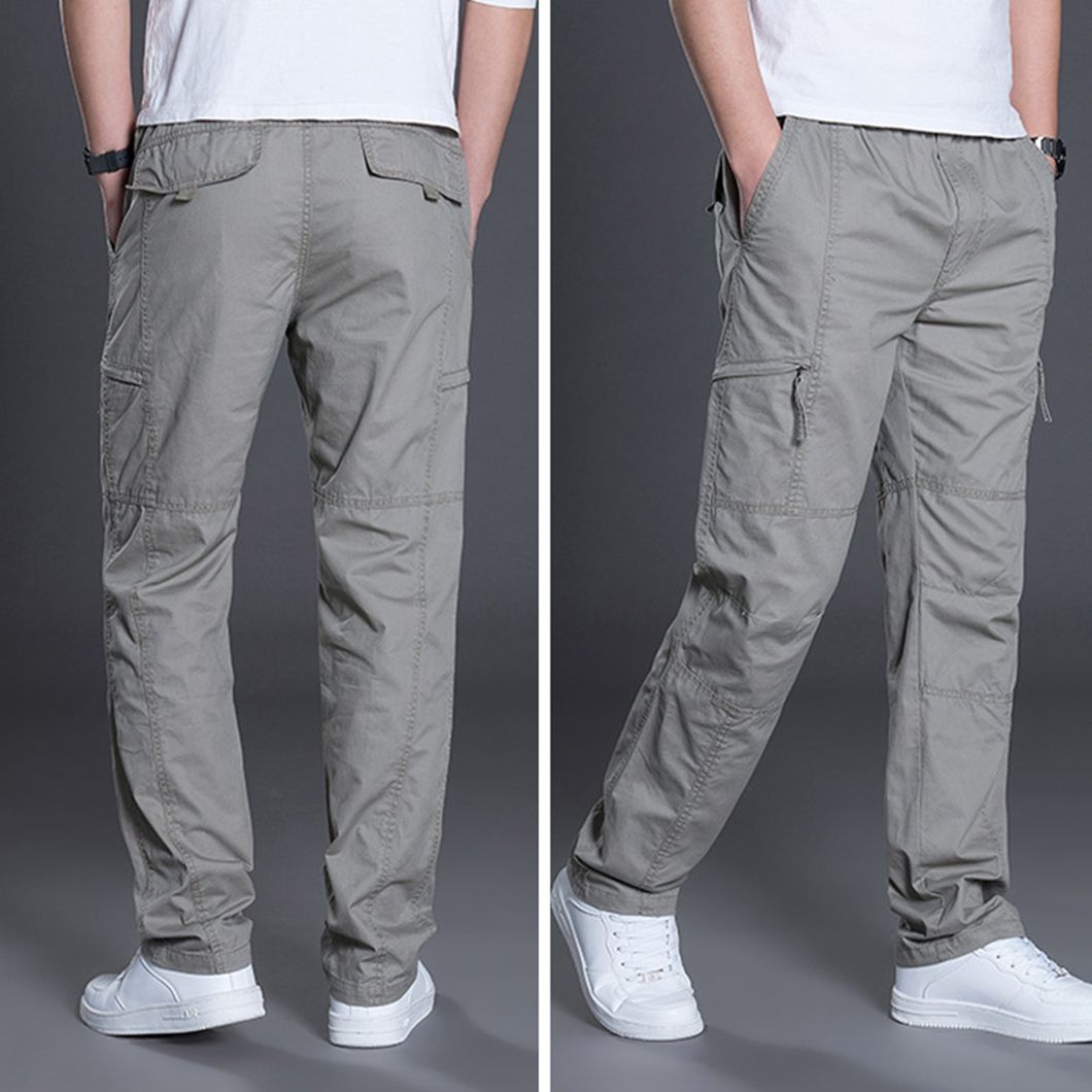 New Style Zipper Fly Flat Comfortable Slim Long Straight Leg Loose Mens Slacks Chino Jogger Pant