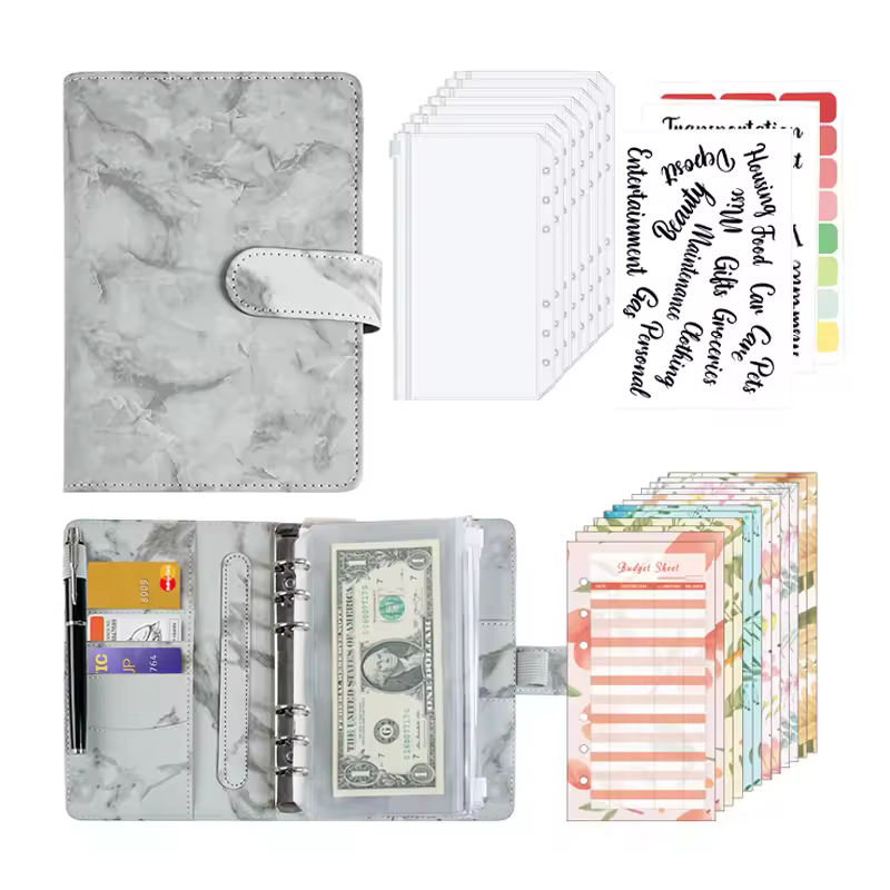 A6 Loose Leaf Pu Leather Budget Notebook Budget Binder Planner For Daily Saving