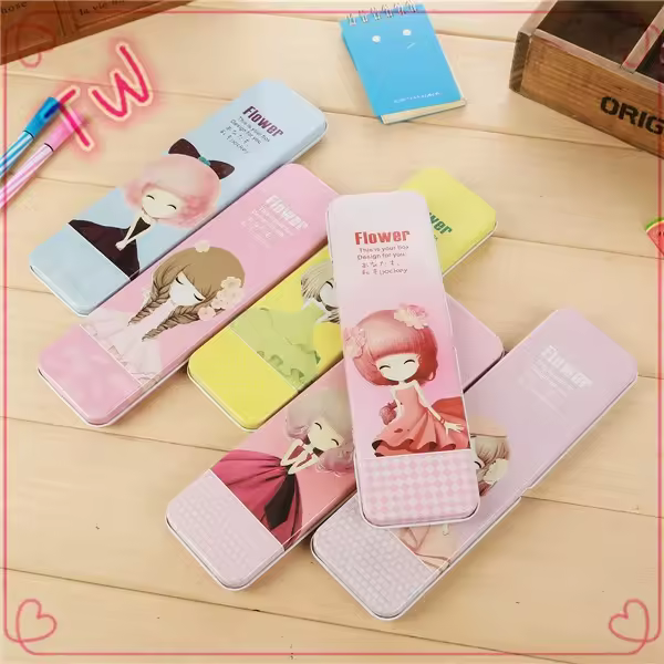 Big Stationery Distributor Yiwu Supplier Wholesale Multifunction Cute Cartoon Metal Blank Pencil Case 115