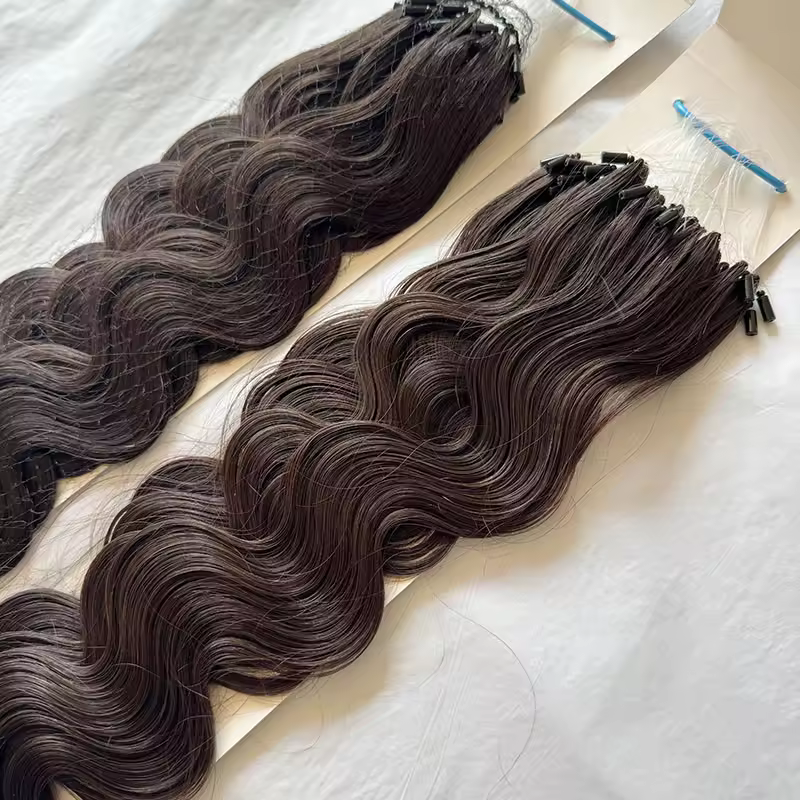 Latest Invention Machine Double Weft European Pre-bonded Feathering Weft Hair Extension Curly E611 Remy Hair Invisible Line
